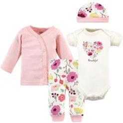 Touched By Nature Baby Girl Organic Cotton Preemie Layette 4pc Set, Botanical, Preemie -Baby GUEST d48ef594 a99c 44af acb0 127bc6c74369