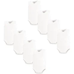 Touched By Nature Organic Cotton Sleeveless Bodysuits 8pk, White
