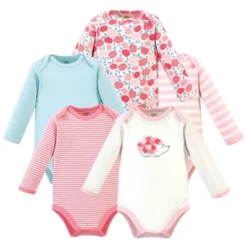 Touched By Nature Baby Girl Organic Cotton Long-Sleeve Bodysuits 5pk, Rosebud -Baby GUEST daf90e4b 75d0 4590 b49b 63c3141b7204