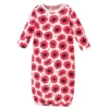 Touched By Nature Baby Girl Organic Cotton Long-Sleeve Gowns 3pk, Poppy, 0-6 Months