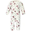 Touched By Nature Baby Girl Organic Cotton Coveralls 3pk, Holly Berry