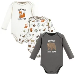 Touched By Nature Organic Cotton Long-Sleeve Bodysuits, Boy Woodland Alphabet 3-Pack -Baby GUEST e1fc7c0c 3636 4e0f 833c f1c74beed39a