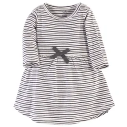 Touched By Nature Baby And Toddler Girl Organic Cotton Long-Sleeve Dresses 2pk, Flutter Garden