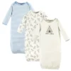 Touched By Nature Organic Cotton Gowns, Blue And Gray, Preemie Newborn