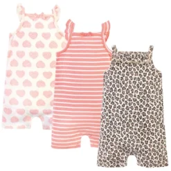 Touched By Nature Baby Girl Organic Cotton Rompers 3pk, Leopard -Baby GUEST e83646d6 72bd 4a76 ac09 d0429ca53f69