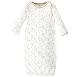 Touched By Nature Baby Organic Cotton Long-Sleeve Gowns 3pk, Llama, 0-6 Months