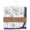 Touched By Nature Baby Boy Organic Cotton Swaddle Blanket And Headband Or Cap, Blue Elephant, One Size