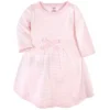 Touched By Nature Baby And Toddler Girl Organic Cotton Long-Sleeve Dresses 2pk, Pink Elephant