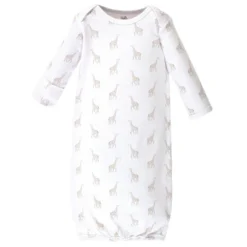 Touched By Nature Unisex Baby Organic Cotton Gowns, Little Giraffe, Preemie/Newborn