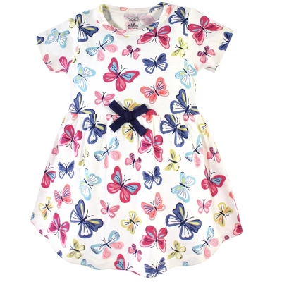 Touched By Nature Baby And Toddler Girl Organic Cotton Short-Sleeve Dresses 2pk, Bright Butterflies 2 Touched By Nature Baby And Toddler Girl Organic Cotton Short-Sleeve Dresses 2pk, Bright Butterflies - Image 2