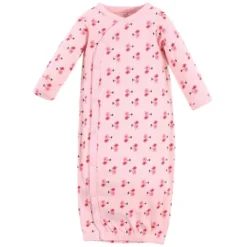 Touched By Nature Baby Girl Organic Cotton Side-Closure Snap Long-Sleeve Gowns 3pk, Coral Garden -Baby GUEST efbcfe55 f828 4a2e 9bf6 3c58b7939968