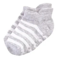 Touched By Nature Baby And Toddler Boy Organic Cotton Socks With Non-Skid Gripper For Fall Resistance, Blue Black