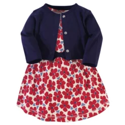 Touched By Nature Baby And Toddler Girl Organic Cotton Dress And Cardigan 2pc Set, Red Flowers -Baby GUEST f1f584a9 f935 4110 a781 614ff2f068c8