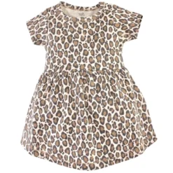 Touched By Nature Baby And Toddler Girl Organic Cotton Short-Sleeve Dresses 2pk, Leopard