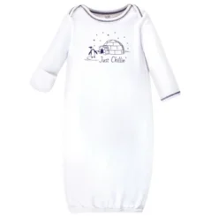 Touched By Nature Baby Organic Cotton Long-Sleeve Gowns 3pk, Arctic
