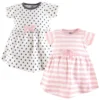 Touched By Nature Baby And Toddler Girl Organic Cotton Short-Sleeve Dresses 2pk, Pink Gray Scribble