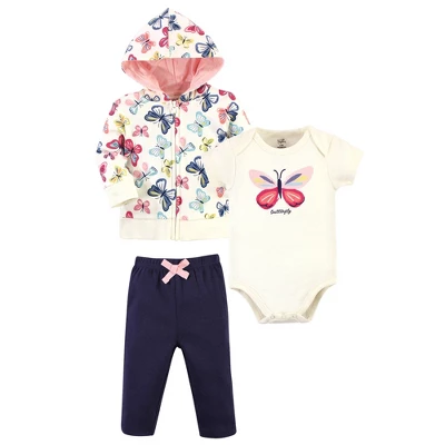Touched By Nature Baby And Toddler Girl Organic Cotton Hoodie, Bodysuit Or Tee Top, And Pant, Bright Butterflies 4 Touched By Nature Baby And Toddler Girl Organic Cotton Hoodie, Bodysuit Or Tee Top, And Pant, Bright Butterflies - Image 4