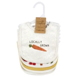 Touched By Nature Unisex Baby Organic Cotton Bibs, Happy Veggies, One Size