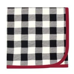 Touched By Nature Baby Boy Organic Cotton Swaddle Blanket And Headband Or Cap, Black Plaid, One Size -Baby GUEST febf46af a42b 4399 9181 75f7ba202f20